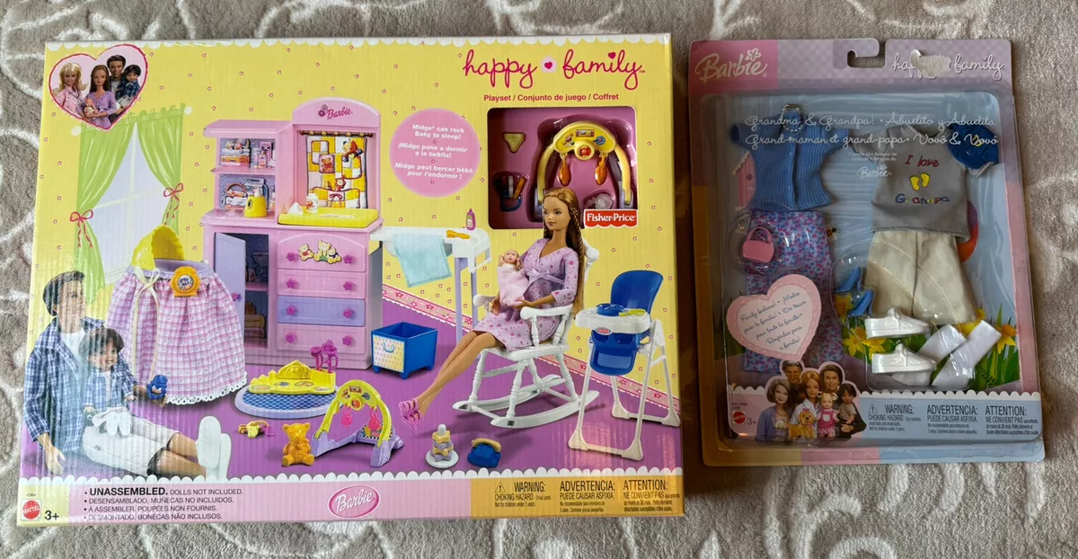 Barbie Happy Family Playset And Grandma & Grandpa Fashion NRFB