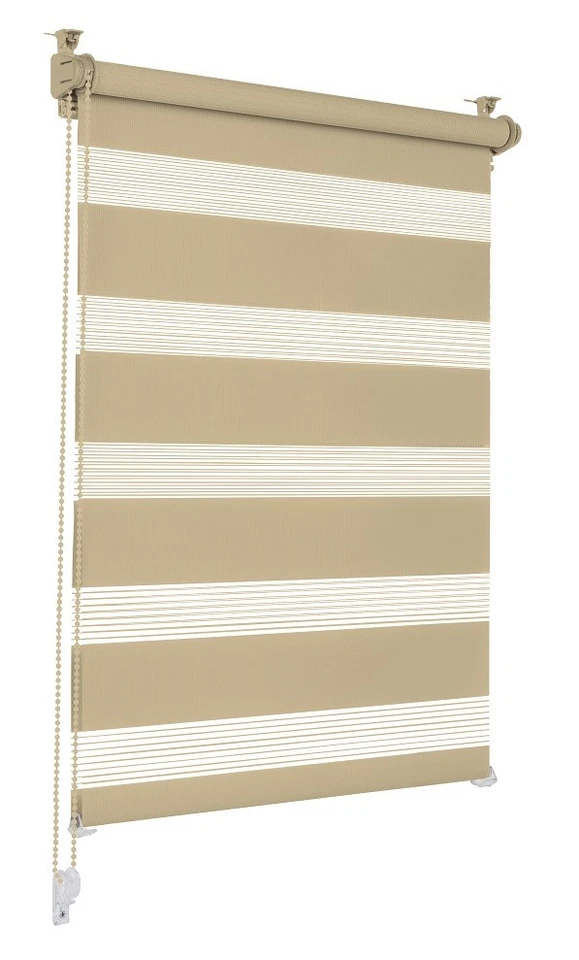 Doppelrollo beige 110x130cm Klemmfix ohne Bohren Duorollo Seitenzug Fensterrollo - Bild 1 von 1