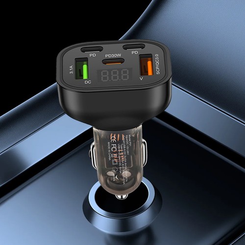 Chargeur Voiture Charge Rapide 2 Port USB Cordon de Charge 3 Port Type-C Flash Classique
