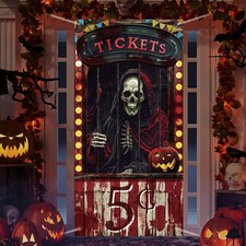 Halloween Door Decorations Cover Evil Circus Bloody Colorful