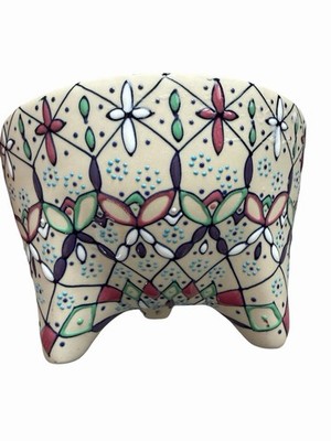 Javier Servin Mexican Art Pottery Tripod Bowl Footed Salsa Guacamole Signed GTO