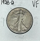 1938-D WALKING LIBERTY SILVER HALF DOLLAR~ VERY FINE ~ NICE COIN ~ 90% SILVER