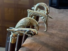 Bâton de marche nautique ancien en bois laiton vintage canne à pied lot de...