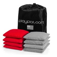 Play Platoon Premium Weather Resistant Duckcloth Cornhole Bags - Red Grey