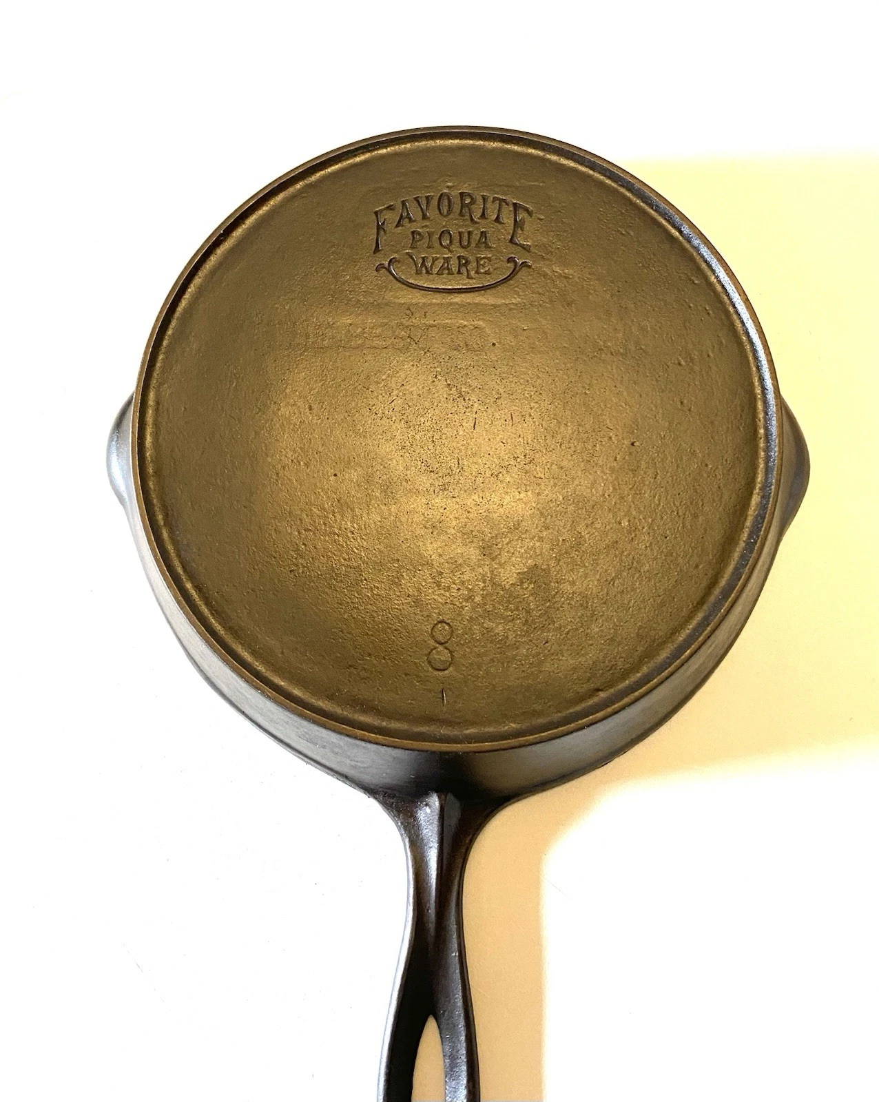 Rare Ghost Logo & Stamped Favorite Piqua Ware Cast Iron Skillet- Heat Ring
Opens in a new window
