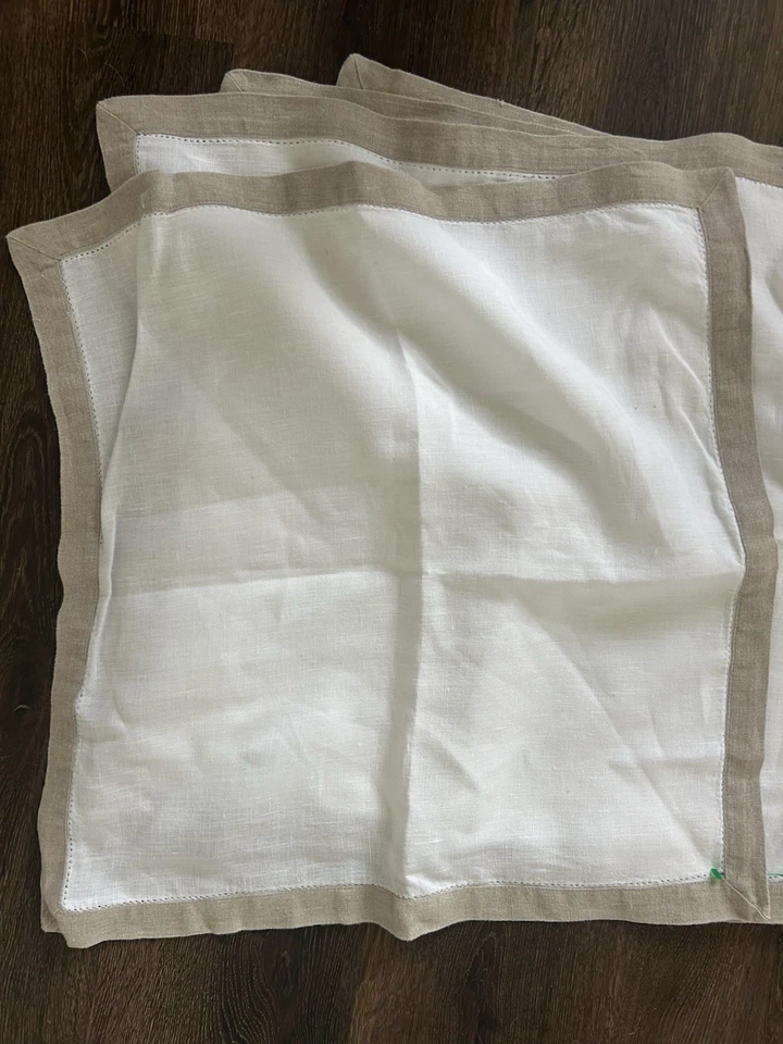 Juego de 4 servilletas de lino europeo natural y crema Crate and Barrel Marin NUEVO $59 Foto 3 de 4