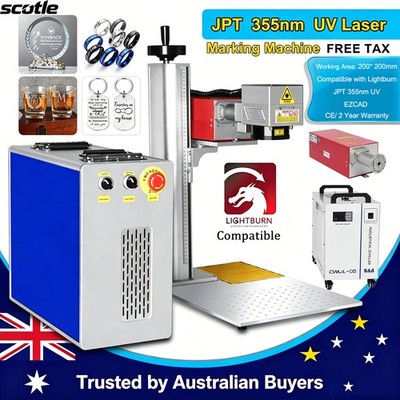 Scotle 10W JPT UV Laser Marking Machine S&A Chiller Glass Plastic PVC Engraver