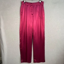 House Of Harlow 1960 Womens Size 2 Burgundy Satin Wide-Leg Pants