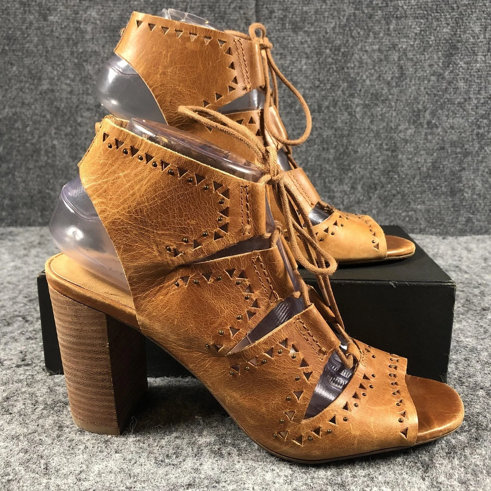 Zapatos Lucky Brand para mujer 8,5 tostados LK-Tafia sandalias de tacón bloque con cordones boho chic Foto 2 de 4