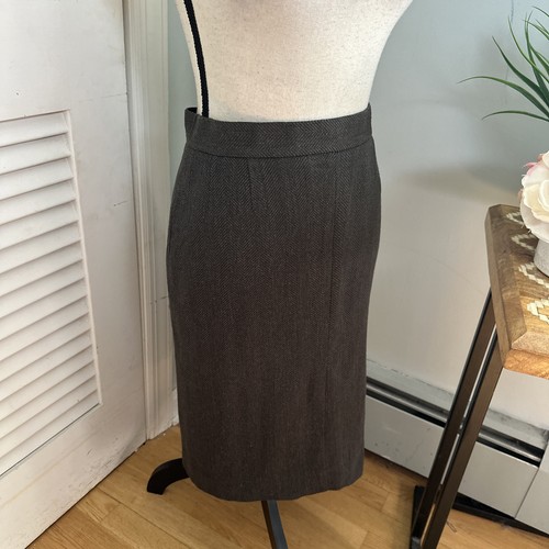 MAX MARA Womens Skirt 8 Dark Olive Green Wool Blend Midi Pencil Classic Capsule - Picture 3 of 13