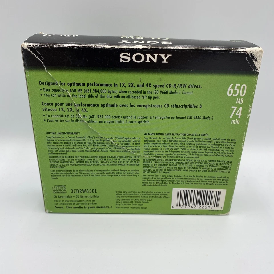 Sony CD-RW Rewritable 3 Pack CD Disc 650 MB 74 Minutes - Image 2 of 3