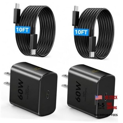 60W Super Fast Charger USB C, Type C Charger Fast Charging Android 10FT Black
