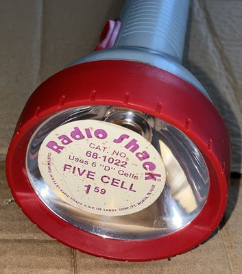 New NOS Vintage Radio Shack TANDY Power Beam Flashlight 68-1022 Gray & Red