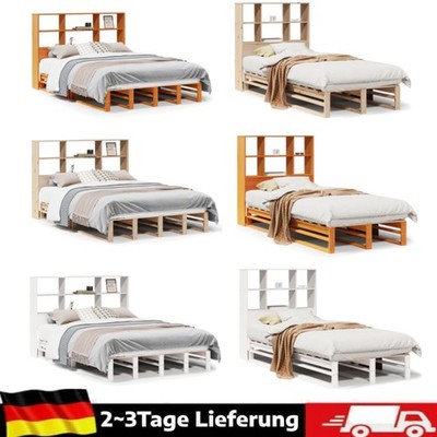Massivholzbett mit Regal Palettenbett Holzbett Bett ohne Matratze Kiefer 9 Größe