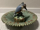 Vintage Weller Pottery Kingfisher Ardsely Flower Frog Console Bowl HUGE!