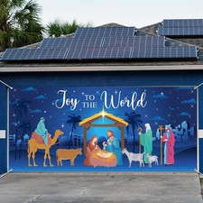 Buryeah Christmas Garage Door Cover Banner Decorations 6 x 13 ft Blue