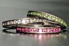 925 Simulated Casual Birthstone Eternity Rings 3 Size 9 April, August, October