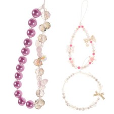 3 Pcs Beaded Anti-fall Mobile Phone Chain Bracelet Cellphone Charm
