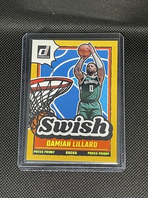 2024-25 Panini Donruss Damian Lillard #12 Press Proof Gold Swish /10 Trailblazer