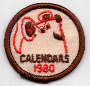 Patch Calendar Sale 1980 Girl Scouts GSC Mouse 2"