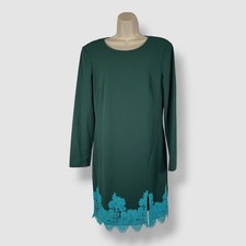 Vince Camuto Women's Green Lace-Hem Bodycon Dress Size 14