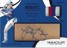 2020 Immaculate Debut Moments Memorabilia Autographs Blue #4 Nick Solak Auto /25