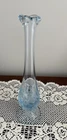 Fenton Light Blue Floral Glass Vase Decorative 10 1/2 in tall