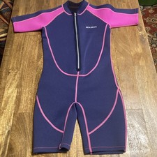 Seaskin Kids Shorty Wetsuit Size 10 Diving Surfing Suit Neoprene Pink/Blue