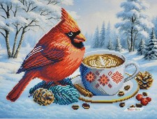 Bead Embroidery Kit Cardinal Bird DIY Beaded Stitching Bead Needlework a3h 580