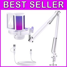 USB Gaming Microphone with Boom Arm - Mute, Gain, RGB Light