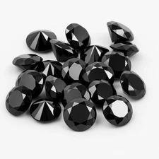 AAA Loose Natural Black Round Brilliant Cut Diamonds 0.80mm-5mm, High Clarity