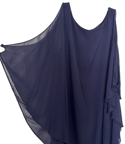 Lilly Pulitzer Marguerite Silk Caftan Dress True Navy Blue Women's Sz L NO BELT - Picture 6 of 10