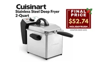 Cuisinart CDF-130 Stainless Steel Deep Fryer 2-Quart Compact Design Refurbished