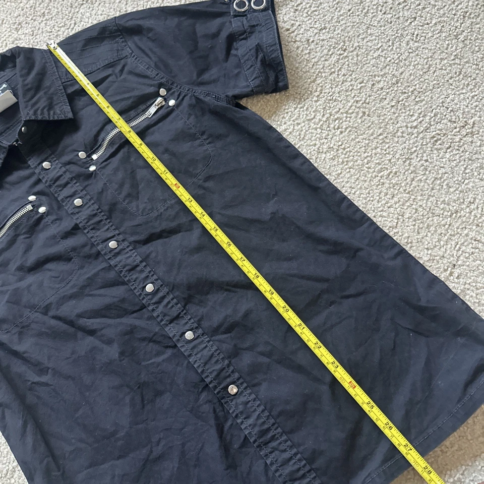 Lip Service Snap Button Shirt Mens Medium Black Short Sleeve  Pocket Y2K - Image 4 of 4