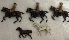 England Military Mounted Soldiers On Horseback Lead Toy Painted Lot 5 Horses