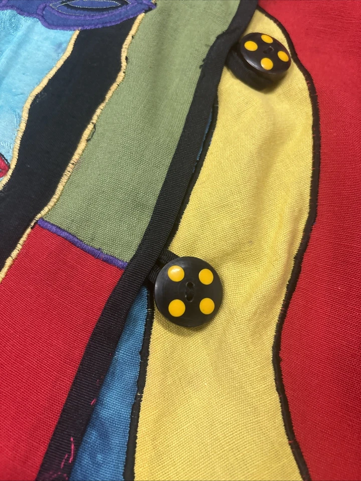 Chaqueta de pintura vintage para mujer Allure bordada con botones. Talla XL Foto 2 de 4