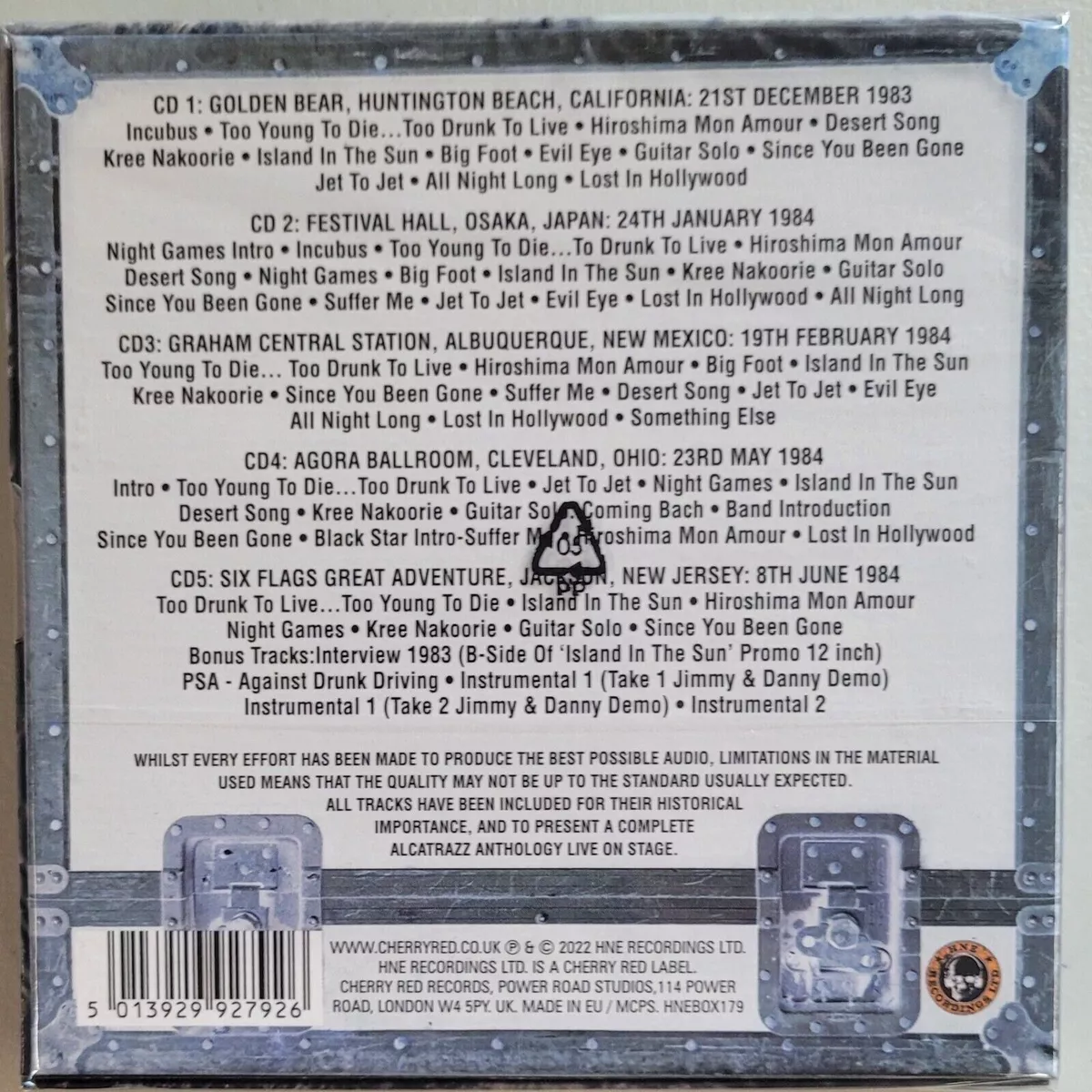Alcatrazz The Official Bootleg New 5 CD Box Set Vol 2 1983-1984
