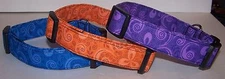 Wet Nose Designs Bright Bandana Swirls  Dog Collar Purple Blue Or Orange
