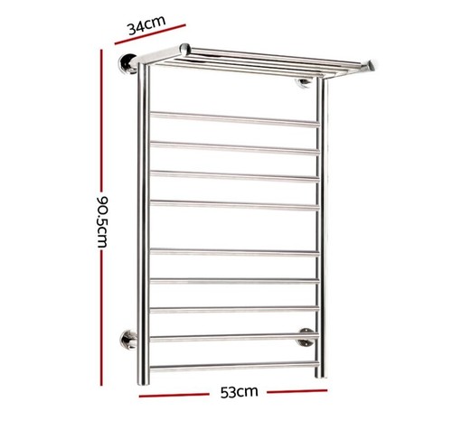Devanti Electric Heated Towel Rail Rack 14 Bars Wall Mounted Clothes Dry Warmer - Picture 4 of 6