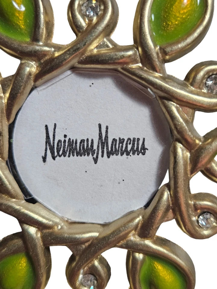 Jay Strongwater Brooch, Mini Frame  2 In 1 Clip Green Enamel Rhinestone ART DECO - Image 3 of 4