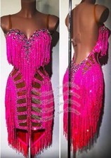 L2101 women Competition samba Latin/Rhythm Rumba dress UK 10 US 8 rose