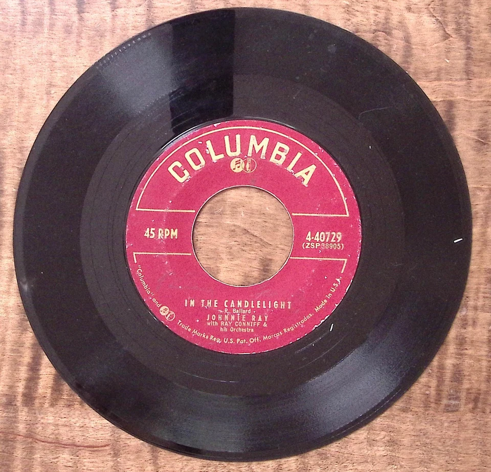 JOHNNIE RAY & RAY CONNIFF IN THE CANDLELIGHT/JUST WALKING IN... VINYL 45 62-122 - Imagem 3 de 3