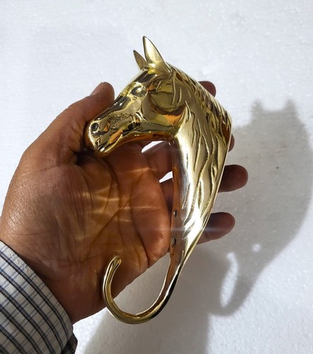 Brass Horse Head Wall Hook Set of 4 Pcs Decorative Coat Hooks 6 inches - Picture 9 of 10