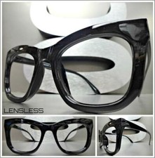 Classy Vintage Retro Cat Eye Style Lensless Eye Glasses Black Frame Only NO Lens