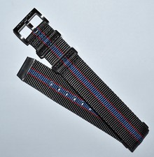 Original Hamilton 22mm PanEurop Grey/ Blue/ Red Nylon Fabric Watch Band Strap