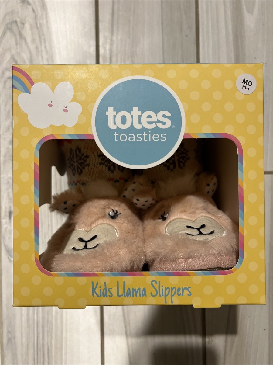 New Totes Toasties Kids Llama Slippers Girls Size Medium 13-1 Pink