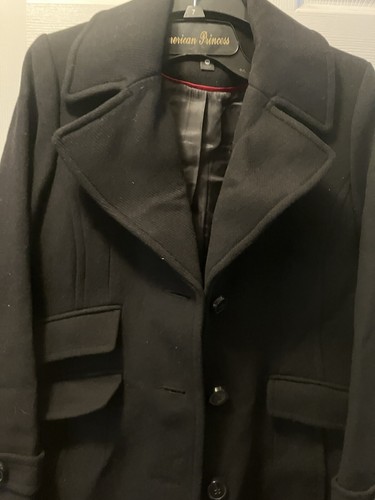Worthington Wool Blend Women's Petite Medium Black Pea Coat/trench Coat