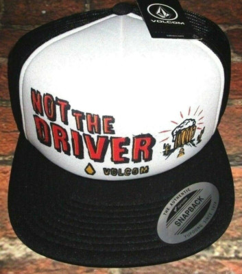 MENS VOLCOM NOT THE DRIVER BLACK SNAPBACK TRUCKER HAT ADJUSTABLE CAP ONE SIZE