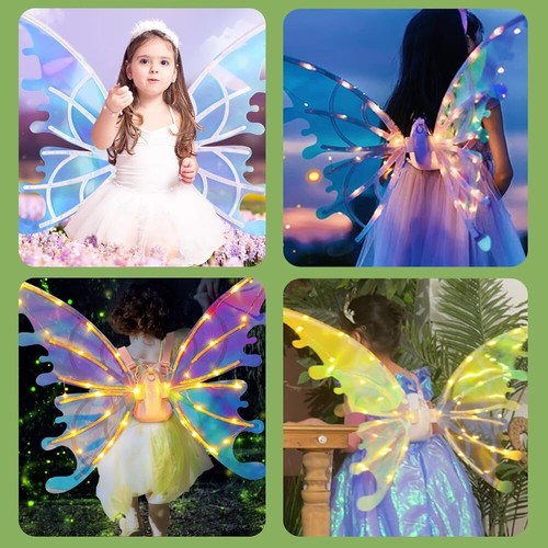 LED Butterfly Wings Kid Adult Dress Electrical Moving Fairy Wing Halloween Party - Picture 8 of 16