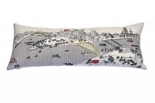 35 White Pittsburgh Daylight Skyline Lumbar Decorative Pillow